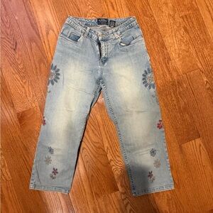 Sonoma Light Blue Floral Women's Cropped Jeans; size 4 Petite